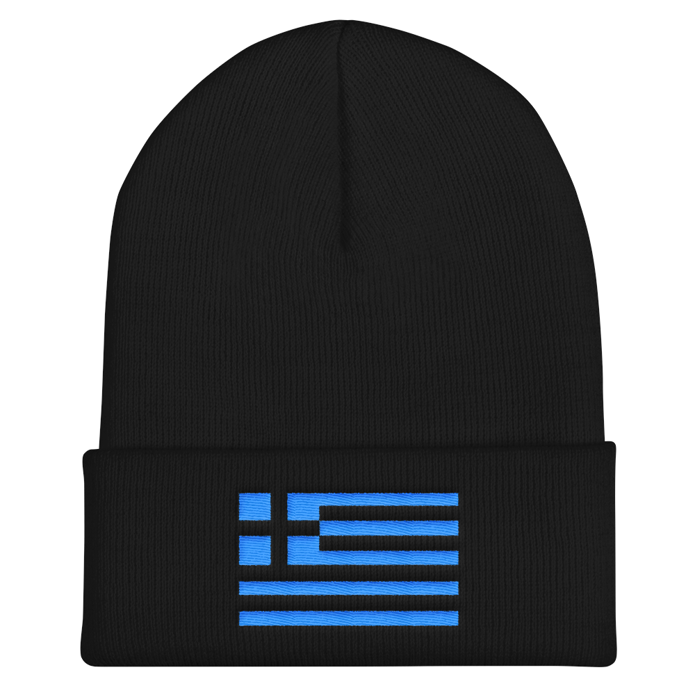 Monochrome Greek Flag (Cuffed Beanie)