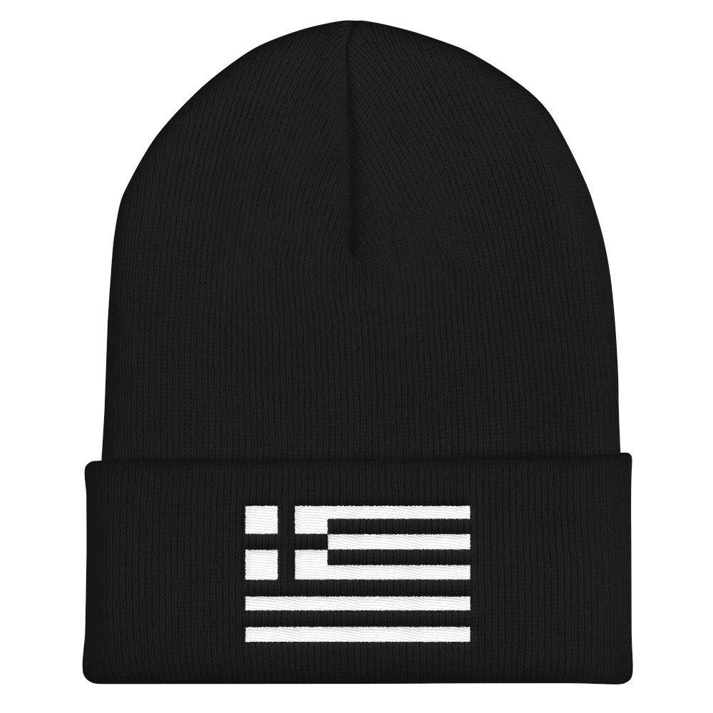 Monochrome Greek Flag (Cuffed Beanie)