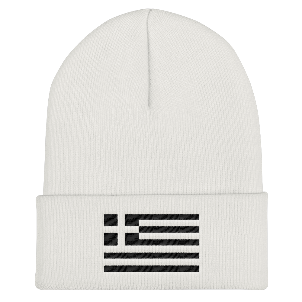 Monochrome Greek Flag (Cuffed Beanie)