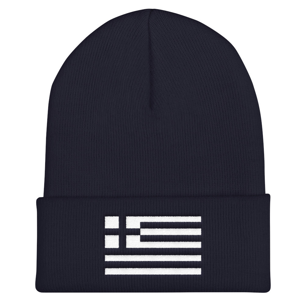 Monochrome Greek Flag (Cuffed Beanie)