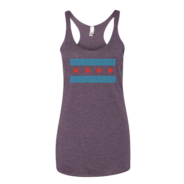 Greek-Chicago Flag Ladies' Fitted Tank